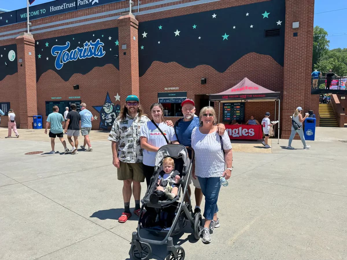 The Denesha family at the ballpark